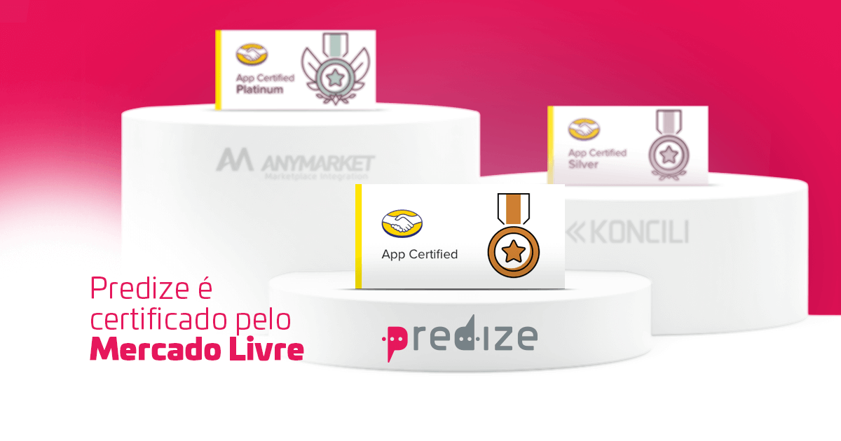 Pódio Com A Logo Do Predize Na Medalha De Aplicativo Certificado Do Mercado Livre.